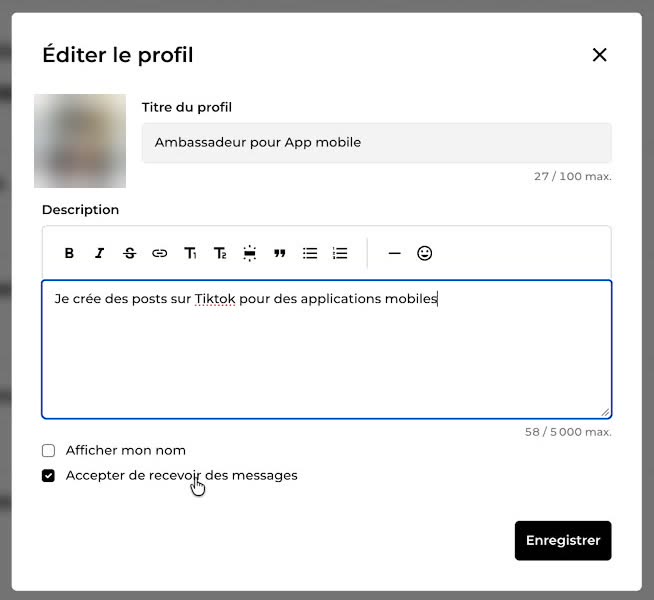 Description du profil
